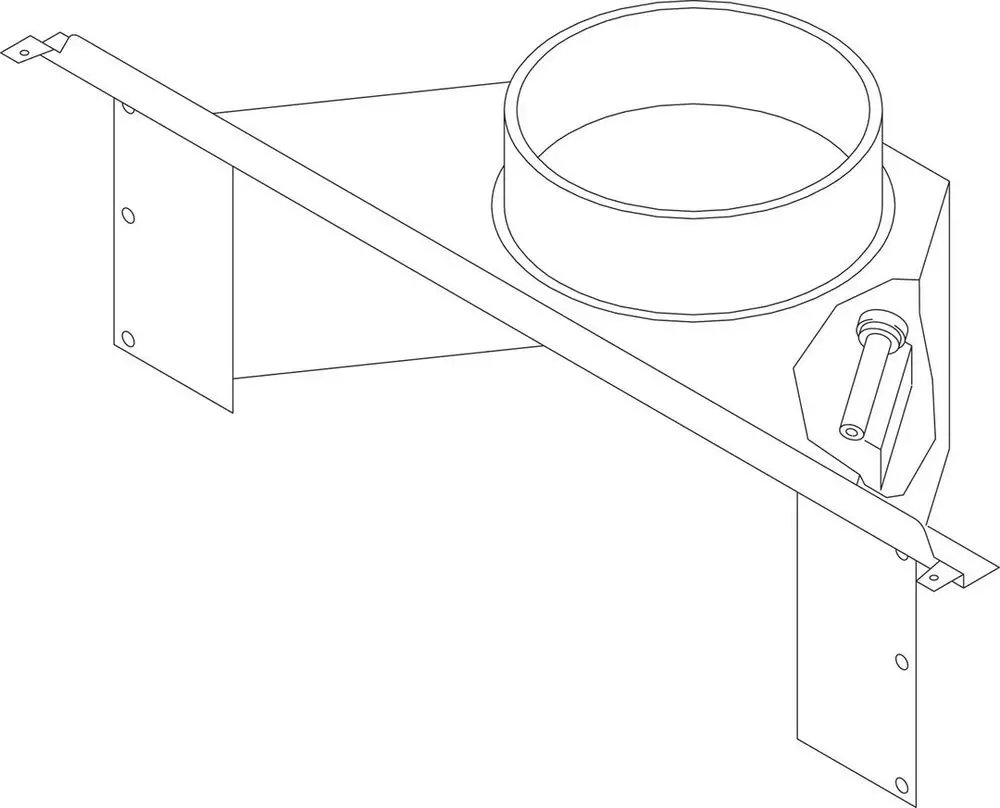 Zeichnung eines Befestigungselements für ein Bosch-Produkt, bestehend aus einem runden Gehäuse und einer Montageplatte mit seitlichen Befestigungslöchern.
